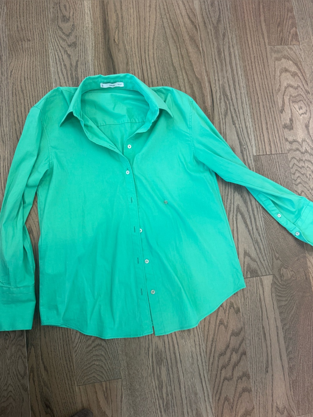 Mango Bright Aqua Green Button-Down Shirt